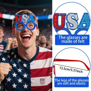 Red White Blue Theme Plastic Glasses Frame <strong>Football</strong> Cheerleading New Arrival Security Chinese New Year Waterproof Durable Glow - Product Image 3