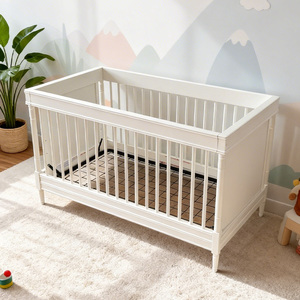 Multifunctional White <strong>Europe</strong> Girls Adjustable Height Sleeping Cot Wooden Bed <strong>Crib</strong> for Newborn 0-3 Years - Product Image 2
