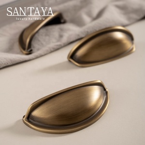 Santaya 拉丝古董黄铜橱柜拉手 <span class=keywords><strong>3</strong></span> 英寸（76 毫米）孔距 橱柜拉手五金配件 箱柜抽屉拉手 - Product Image 4