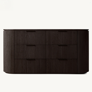 Commode moderne à 6 tiroirs en bois <span class=keywords><strong>clair</strong></span> avec design à rayures verticales, multifonctionnelle pour salon et chambre à coucher - Product Image 6