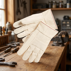 Guantes Hot Mill de doble palma de algodón y poliéster, guantes de seguridad Hot Mill de algodón de alta resistencia con puño de lona - Product Image 1