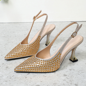 Sandali da <span class=keywords><strong>donna</strong></span> alla moda con <span class=keywords><strong>tacco</strong></span> in cristallo color champagne, décolleté <span class=keywords><strong>a</strong></span> punta con plateau scintillante, <span class=keywords><strong>scarpe</strong></span> da sera di lusso con <span class=keywords><strong>tacco</strong></span> <span class=keywords><strong>a</strong></span> spillo - Product Image 4