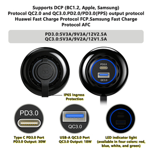 Cargador USB para Auto, <span class=keywords><strong>Precio</strong></span> de Fábrica al por Mayor, 24V DC 12V 24V, Puertos USB Dobles, Toma de Corriente para Auto con Puertos QC PD3.0 - Product Image 3