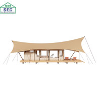 Tente de Glamping Modulaire en Acier Préfabriqué ResortReady à Installation Rapide, Luxe, Imperméable, 4 Saisons, Spacieuse et Confortable pour Famille, avec Salle de Bain Intégrée