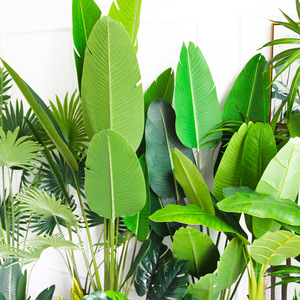 Plante artificielle sur pied en plastique souple, style nordique, grande taille, imitation palmier du voyageur, palmier Areca, bananier - Product Image 2