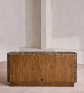 Aparador de Madera de Burl Personalizado, Mueble Buffet con Cubierta de Mármol Natural y Borde Curvo, Credenza de Almacenamiento para Sala de Estar, Villa, Hogar, Hotel - Product Image 3