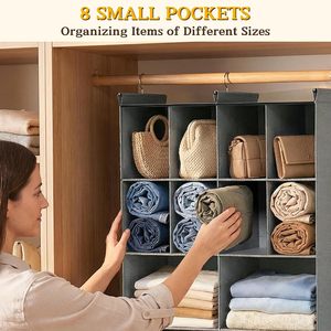 Organizador de armario colgante con 10 compartimentos de tela no tejida para organizar la ropa del dormitorio - Product Image 4