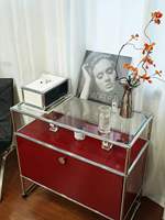 Meuble de rangement modulaire moderne en acier inoxydable, buffet minimaliste, meuble TV de salon, unité d'étagères ouvertes