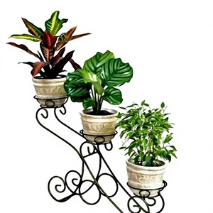 Luxury Modern Metal Plant Stand 3 Tier Flower <b>Pot</b> <b>Holder</b> Elegant Black Iron Display Rack for Indoor Outdoor Home Decor - Product Image 1
