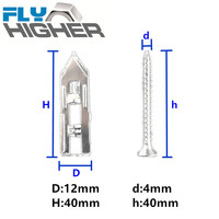 Vis d'ancrage à percussion FLY HIGHER HF1240 M4, filetage 12x40, acier galvanisé, goujon pour cloison sèche, vis de fixation pour machine 10kg, usine