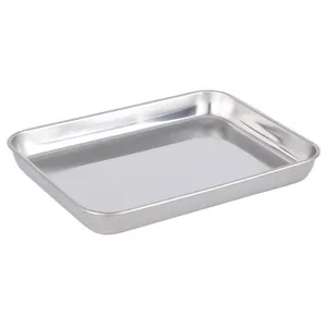 304 Stainless Steel 304 Rectangular baking tray Sheet Pan Square Flat-bottom Tray for Household and Commercial use