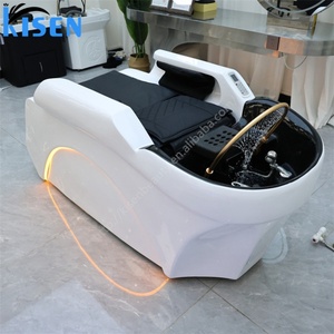 KISEN Modern Electric Massage Shampoo <b>Bed</b> Head Spa <b>Bed</b> Equipment with Water Circulation Hair Washing Shampoo Basin <b>LED</b> Light - Product Image 1