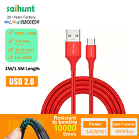 Kabel Pengisian Cepat USB ke Type-C Custom Ready Stock, Arus Tinggi 3A, Konektor Aluminium Alloy, Sinkronisasi Data 480Mbps