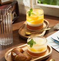 Gobelet à dessert en verre borosilicate haute transparence de style japonais, personnalisé en usine, pour lait, pudding, yaourt, compatible micro-ondes et lave-vaisselle