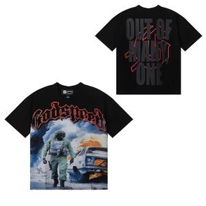 Camiseta HYCH Godspeed, Calidad Original, 100% Algodón, Estilo Urbano, Hombros Caídos, Manga Corta, Estampado <span class=keywords><strong>Vintage</strong></span> para Hombre - Product Image 4