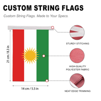 Bannière en polyester personnalisée OEM/ODM Kurdistan, 14*21 cm, 20 drapeaux par guirlande