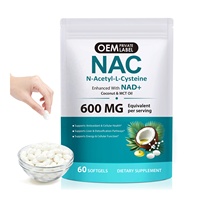 Capsules molles de NAC (N-Acétyl-L-Cystéine) OEM avec supplément d'huile de noix de coco et de MCT pour soutenir l'énergie et la fonction cellulaire