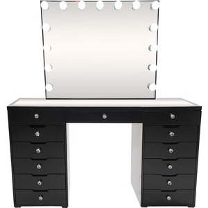Modern basit ahşap makyaj masası aynalı tuvalet masası makyaj masa ayna ışıkları ile ahşap çekmece Dresser masa Vanity - Product Image 2