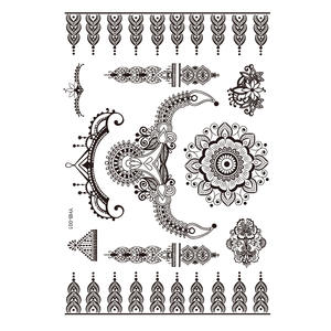 Tatuajes Temporales de Henna Negra para Adultos, Tatuajes de Henna Falsos a Prueba de Agua, Pegatinas de Tatuajes de Flores de <span class=keywords><strong>Mandala</strong></span> para Bodas y Fiestas - Product Image 3
