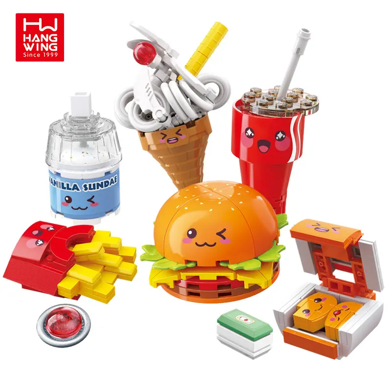 HW TOY STEM Building Blocks kit di giocattoli play house ornamenti desktop cute fast food dessert store building bricks set per bambini