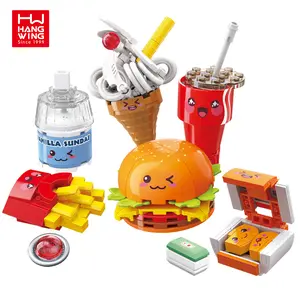 HW TOY STEM Building Blocks Toy Kits play house desktop ornaments cute fast food dessert store building bricks set for kids