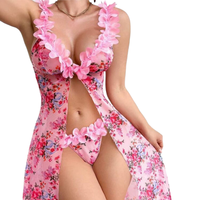 Set Bra dan Panty Bordir Bunga 3D Gaya Eropa dengan Hiasan Renda Transparan untuk Wanita Sensual