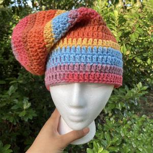 للبيع بالجملة قبعة كروشيه جديدة عالية الجودة مخططة قبعة للكبار قبعة صوفية محبوكة للنساء والرجال - Product Image 5