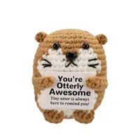 Mini Otter de mer en coton au crochet, fait main, mignon, émotionnel, positif, tricoté, pour stimuler l'énergie, pour adulte, décoration