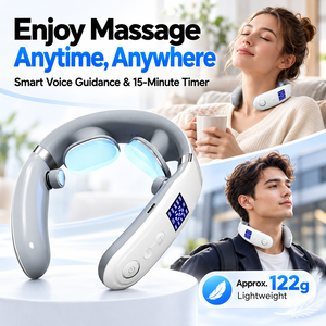 Masseur de cou à micro-courant TENS, appareil de relaxation musculaire chauffant, électrodes flottantes incurvées, écran LCD pour les épaules - Product Image 5