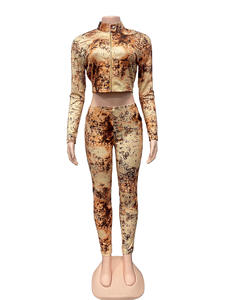 Nieuwe dames herfst-winter kleding tweedelige set digitaal bedrukte jassen en broeken <span class=keywords><strong>2</strong></span>-delige dames broekensets streetwear - Product Image 2