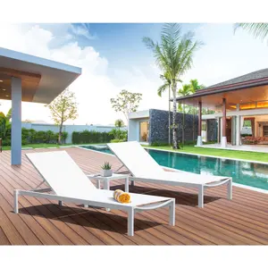 MB4090 Modern Aluminium Outdoor Kursi Malas Set Taman Teras Kolam Renang Sun Lounge Furniture Hotel