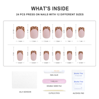 Faux ongles à presser Nailway Gel, courts, carrés, nude, mats, motif amande, couvrance totale, en acrylique