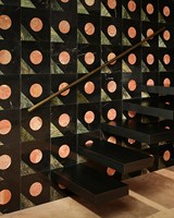 Mosaïque moderne en marbre mélangé SH STONE Nero Marquina Red Travertine Rain Forest Green, poli, jet d'eau, pour salle de bain et cuisine