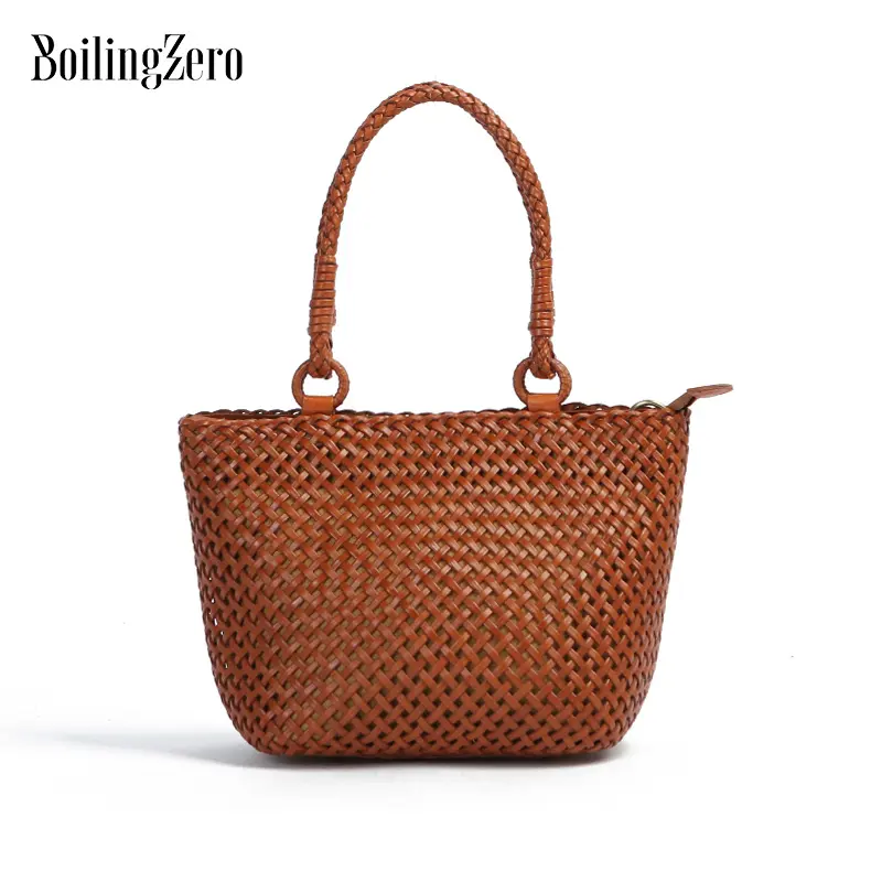 Woven Leather Handbag Knitting Bag Vintage Tote Bags for Women Hobo Bags High Quality Factory OEM
