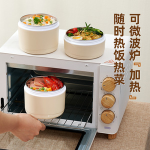 Stainless Steel <b>Insulated</b> <b>Lunch</b> <b>Box</b> Cylinder Microwaveable Portable For Office Students Children Solid Color PP Lid Q8 - Product Image 2