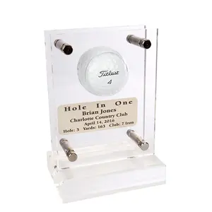 Acrylic Hole-In-One Golf Ball Display with Base Clear Perspex Single Golf Ball Holder
