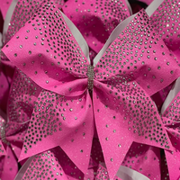 Chaud Rose Paillettes Vinyle Sublimé Cheer Bow Néon Strass Cheer Bow Cancer Sensibilisation Ruban Chaussettes & Gear Personnalisé