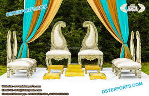 Elegantes Sillas Mandap Blancas Perla de Asiento Bajo para Bodas Indias, Últimas Sillas Mandap Perla para Bodas en EE. UU. - Product Image 5