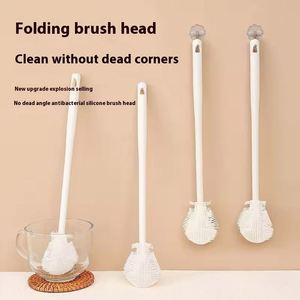Brosse à biberon pliable à long manche en plastique PP pour bouteilles d'eau et nettoyage domestique des interstices - Product Image 4