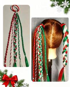 อุปกรณ์เสริม<span class=keywords><strong>ผม</strong></span>วันสุดฮาสำหรับผู้หญิง ต่อผมสี 20 นิ้ว สำหรับถักเปีย งานเทศกาล สีแดง ขาว เขียว ต่อผมหางม้า - Product Image 2