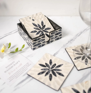 ชุดจานรองแก้วมุกธรรมชาติแบบโมเดิร์น พร้อมที่วาง สำหรับตกแต่งโต๊ะอาหาร งานเลี้ยง งานแต่งงาน - Product Image 1