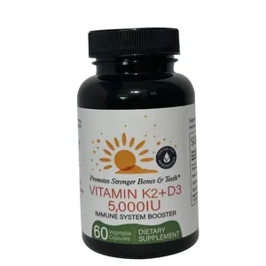 OEM Vegan 5000 UI Supplément pour la santé des articulations osseuses et des dents Vitamine D3 + K2 Capsules Softgels