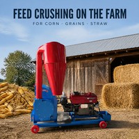 Nouvelle machine multifonctionnelle de broyage d'aliments 420-28, broyeur à marteaux diesel, pour maïs, céréales, paille, avec collecteur cyclonique, sur roues mobiles, en acier inoxydable