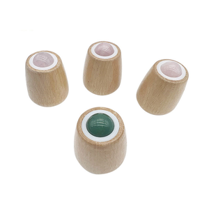 Rodillo de Masaje de Jade Aventurina en Forma de Copa, Herramientas de <span class=keywords><strong>Guasha</strong></span> de Madera para Cuello y Rostro con Función Musical - Product Image 5