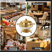 Matériel hôtelier : Réchaud de buffet rond en acier inoxydable doré 5,5 L, plateau isotherme pour restaurant, chauffe-plats pour banquets