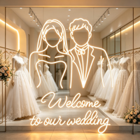 Enseigne néon LED publicitaire personnalisée pour mariage, motif mariée et marié, plaque arrière en acrylique, étanche IP65, pour mur de banquet de mariage