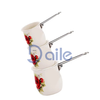 Panci Susu Enamel Ramah Lingkungan dengan Gagang Stainless Steel Modern dan Stiker Kustom, Panci Kopi Mini Anti Lengket 7/8/10cm