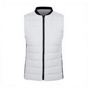 Chaleco Deportivo Ligero de Poliéster Blanco para Hombre, Sin Mangas, Cortavientos, con Cuello Alto y Cierre de Cremallera, ODM - Product Image 1