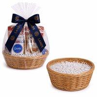 Panier-cadeau rond en osier avec ruban pour les fêtes de Noël, ensemble de cadeaux alimentaires et fruités, vente en gros, fabrication sur mesure