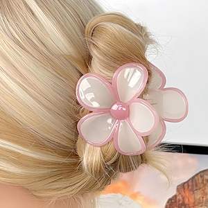 Pinza para el pelo de 8 cm con estampado UV, diseño de flor de hibisco, en colores surtidos, accesorio para el cabello para niñas - Product Image 5